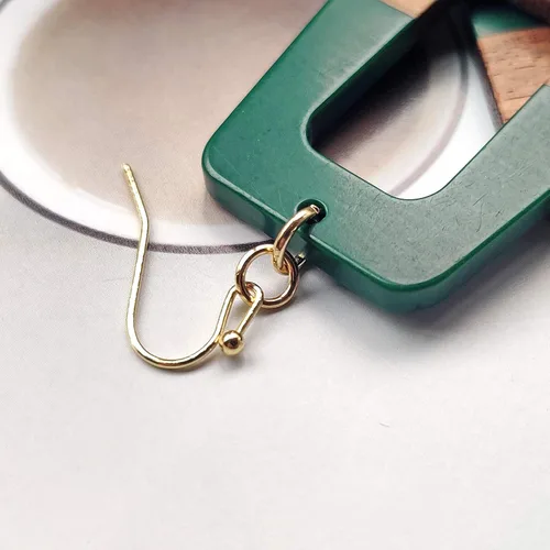 Miniatura 4 de COIRIS Pendientes colgantes de aro empalmados de resina de madera natural para mujer