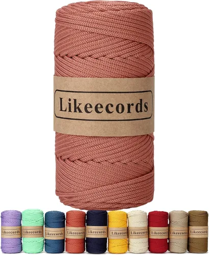 Miniatura 42 de Likeecords Cordón de macramé trenzado de poliéster de 0.157 in, 140 yardas/426 pies, hilo elástico para bolsa de ganchillo para manualidades, Verde