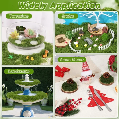 Miniatura 6 de Jollidecor Musgo artificial para plantas en maceta, 7.06 onzas de musgo verde falso para manualidades, relleno de maceta de musgo decorativo