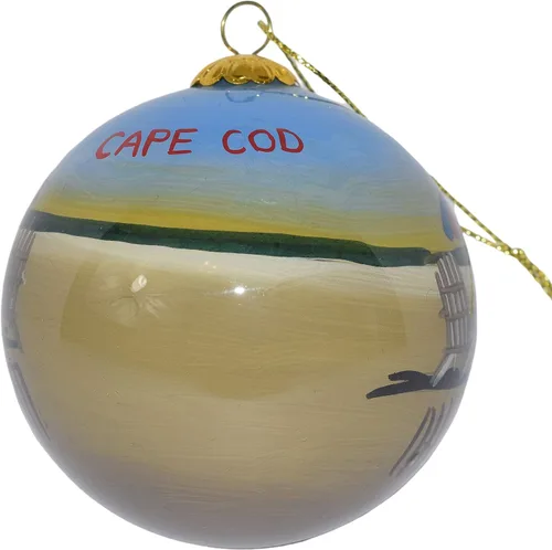Miniatura 13 de Adorno pintado a mano de Cape Cod Beach & Bird – Decoración de árbol de Navidad colgante de vidrio soplado que muestra escenas costeras de Cape Cod