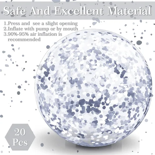 Miniatura 4 de Zhanmai 20 mini bolas de playa con purpurina de 8 pulgadas a granel, inflables transparentes para piscina, pelota de playa para fiestas de verano