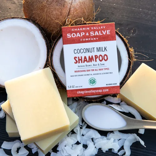 Miniatura 8 de Chagrin Valley Soap & Salve - Barra de champú, coco, sin perfume, orgánico, vegano, rizado y todo tipo de cabello, 5.6 oz (159 g), embalaje