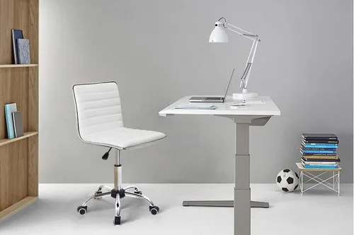 Miniatura 8 de Furmax Silla de Tocador de Respaldo Medio para Sala de Maquillaje, Escritorio de Computadora Giratorio de Cuero PU de Respaldo Bajo, Silla de Tarea