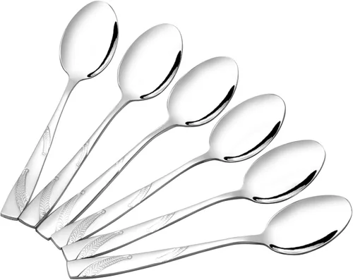 Cuchara de postre de acero inoxidable de 16 piezas, juego de cubiertos de cuchara de postre de 6.02 pulgadas | 6.02-Inch, Dessert Spoons, Cutlery