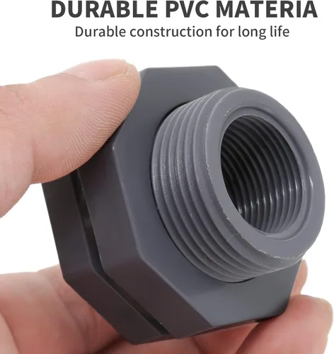 Miniatura 7 de Adaptador de conector de tanque de agua de PVC de 1/2 pulgada con tapones para barriles de lluvia, acuarios, estanques (paquete de 2)