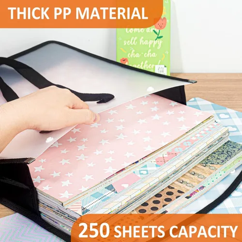 Miniatura 3 de Organizador de almacenamiento de papel expandible para álbumes de recortes, folio de papel negro para hojas de 12 x 12 pulgadas, organizador