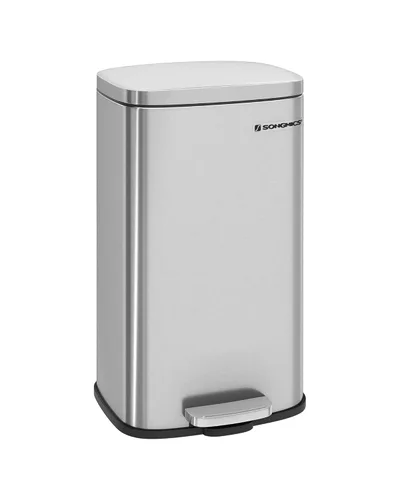 Miniatura 9 de SONGMICS Bote de basura de 13 galones (50 litros), cubo de basura de cocina de acero inoxidable, cubo de basura para reciclaje o basura, cierre Azul