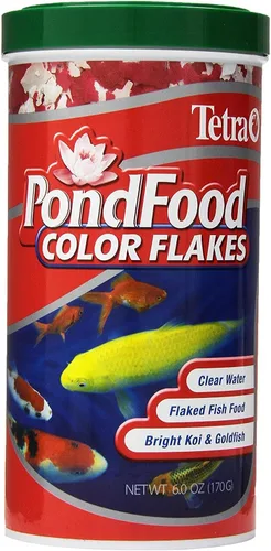 Tetra Pond PondFood - Escamas de color para estanques, alimentos para peces en escamas que mejoran el color para estanques pequeños, 6 onzas (77021)