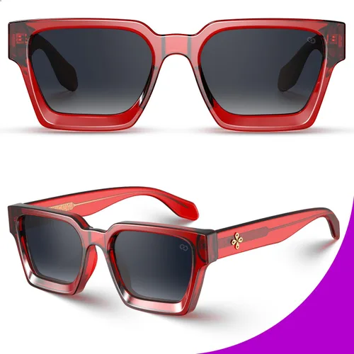 Miniatura 19 de VISOONE Moda 100% UV400 Protección Rectángulo TR90 Y2K Gafas de sol Accesorios para Mujeres Hombres RIVER, Carne de suelo/Gris Rosa