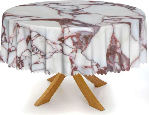 Miniatura 2 de Manteles redondos con temática de mármol, 48 pulgadas, tela impermeable, decorativo, reutilizable, lavable, a prueba de derrames, resistente a