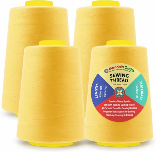 Miniatura 32 de Mandala Crafts 4 Pack of Serger Threads Cones Spools - 20S/2 24000 Yards Polyester Baby Blue Threads for Sergers Machine and Overlock Quilting