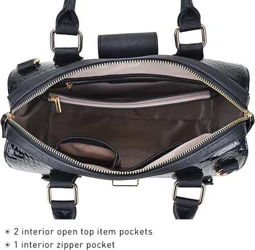 Miniatura 6 de Dasein - Bolso de mano para mujer, diseño de barril, cuero vegano, bolso de hombro, con asa superior, a la moda, bolso de trabajo