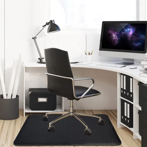 Miniatura 8 de Tapete para silla rodante de oficina para suelo de madera dura y azulejos, negro, antideslizante, no curvo, tapete para silla debajo del escritorio