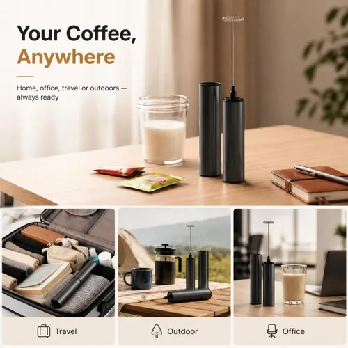 Miniatura 11 de Espumador de leche recargable, espumador de café eléctrico, mezclador de bebidas portátil para café con leche, capuchino, café, huevos, chocolate