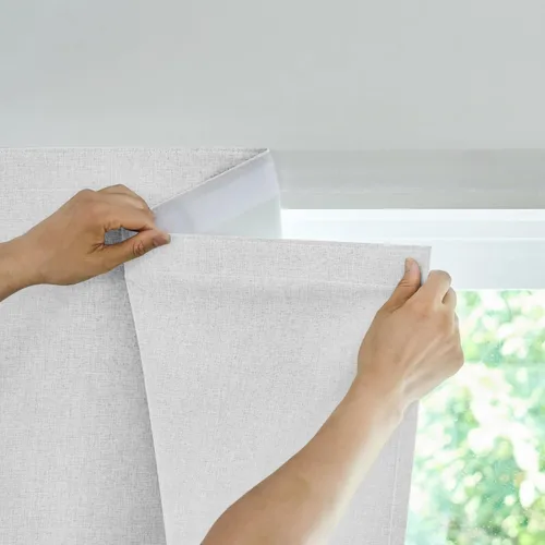 Miniatura 14 de Jilron Cortina de puerta francesa 100% opaca, adhesiva, no requiere taladrar, cortinas pequeñas diseñadas para su instalación en puertas