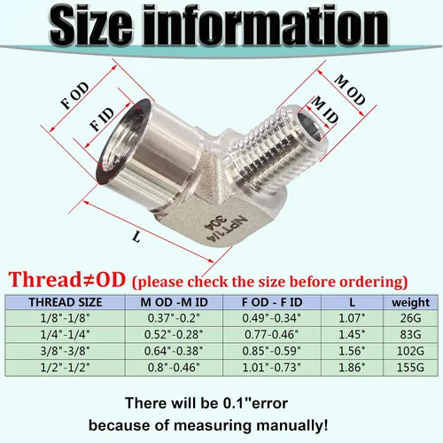 Miniatura 7 de 2 piezas de codo de calle de 90 grados, adaptador de codo de barra forjada de acero inoxidable 304, accesorios de tubería de alta resistencia