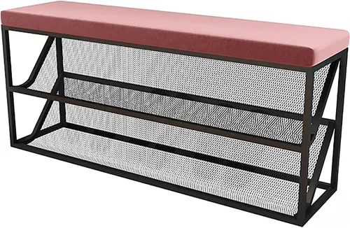 Miniatura 10 de Banco otomano de almacenamiento para pies en el extremo de la cama, banco de zapatos de entrada con cojín cómodo, ③ - Estante organizador de zapatos