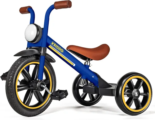 Miniatura 12 de KRIDDO Triciclo para niños, rueda de 12 pulgadas sin riesgo de pinchazos con luz frontal, altura de asiento ajustable, regalo para niños de 2 a 5
