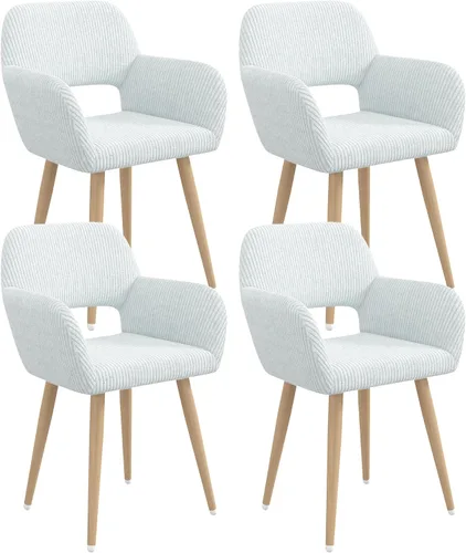 Miniatura 21 de Juego de 1 silla de escritorio para oficina en casa, silla de tocador de tela de pana para maquillaje con respaldo hueco, cómodo sillón con marco