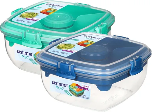 Miniatura 7 de Sistema Recipientes de almacenamiento de alimentos de 5 piezas con 3 compartimentos y tapas para preparación de comidas, aptos para lavavajillas