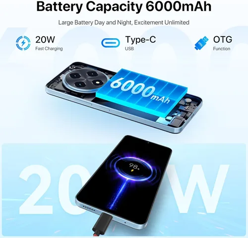 Miniatura 3 de UMIDIGI G100 Teléfono celular desbloqueado Android 14, pantalla HD+ de 6.9" a 120Hz, Octa-core 16GB + 256GB Expand 1TB, GPS, teléfono inteligente