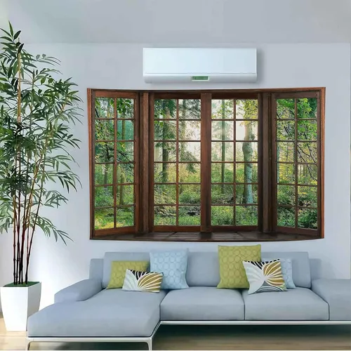 Aidatain Tapiz Natural de Bosque Verde Escenario de Ventana Tapiz Estético de Pared para Dormitorio Franela 40" L x 30" A Manta de Playa Sala de