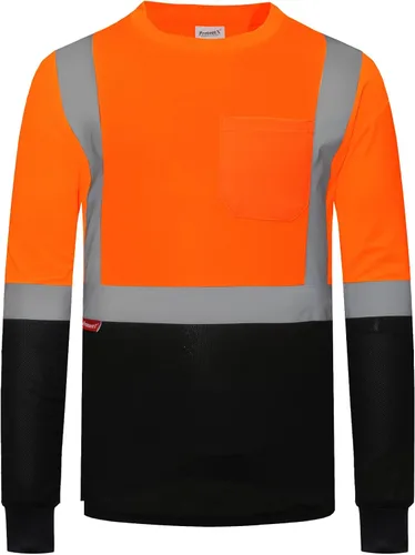Miniatura 22 de ProtectX Camisas de manga larga de alta visibilidad, camiseta de seguridad reflectante de alta visibilidad para hombres y mujeres, camisa de Azul