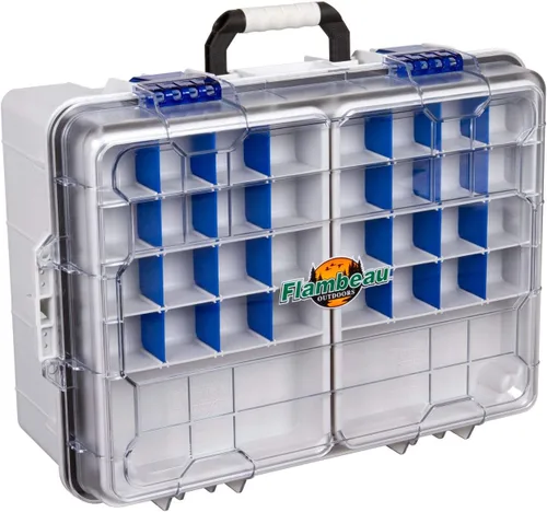 Miniatura 7 de Flambeau Outdoors 3000WPNC Maletín impermeable 3000, caja portátil impermeable para aparejos con bandejas, gris/transparente