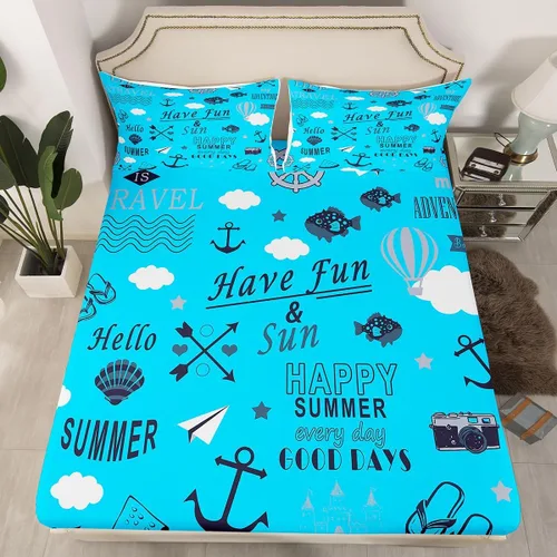 Miniatura 25 de Lake House - Sábana bajera ajustable tamaño individual, sábanas de anclaje náutico para niños, adolescentes, adultos, dormitorio, juego de ropa