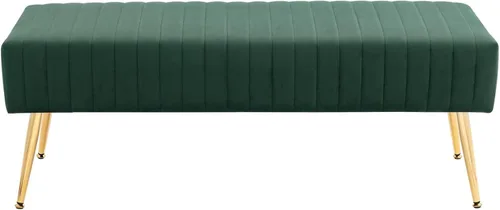 Miniatura 17 de Furniliving Banco de 44 Pulgadas para Dormitorio, Bancos Otomanos Tapizados con Tela Rayada y Tufting con Patas de Metal en Forma de X para Sala