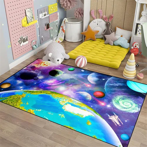 Alfombra espacial para habitación de niños, alfombra de galaxia para niños, alfombras espaciales para dormitorio de niños, decoración para