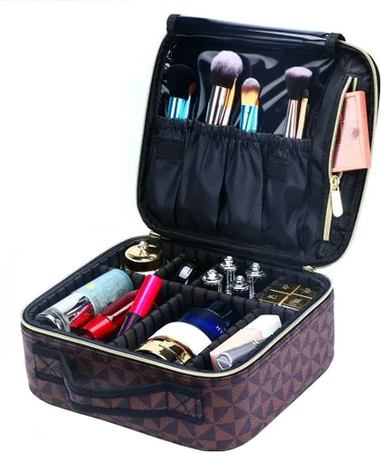 Miniatura 2 de Estuche de maquillaje de viaje, estuche organizador de cosméticos de maquillaje, bolsa de almacenamiento portátil para artistas con divisores