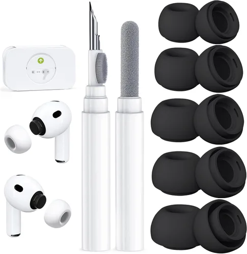 Miniatura 20 de 4 pares de puntas de repuesto para AirPods Pro 2ª/1ª generación con kit limpiador, orificio de reducción de ruido y pantalla protectora contra