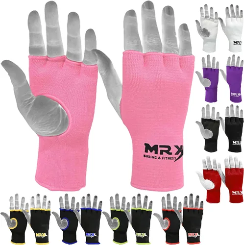 Muay Thai - Guantes interiores de boxeo protectores para mano, puño de MMA (rosa, L)