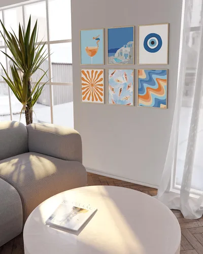 Miniatura 4 de HAUS AND HUES Arte de pared pastel danés, juego de 6 impresiones enmarcadas, decoración de habitación pastel moderna para adolescentes, arte Galería