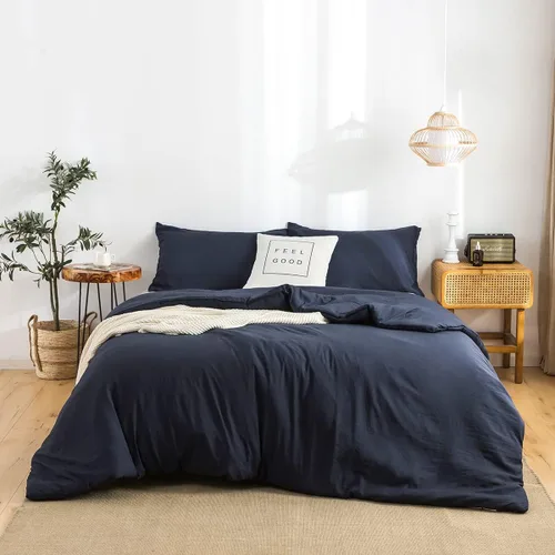 Miniatura 35 de COTTEBED Juego de edredón ultrasuave para cama King, para uso en todas las estaciones, peso ligero con microfibra de algodón lavado cálida y Verde
