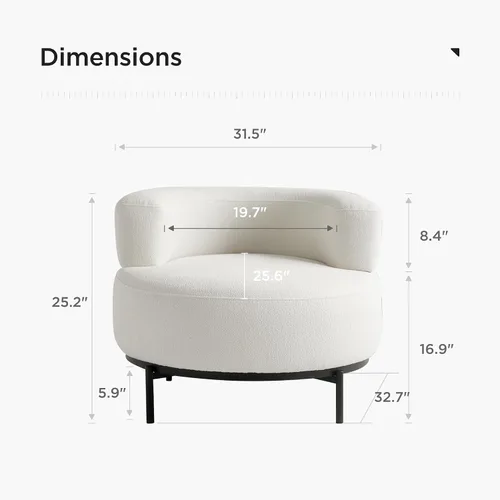 Miniatura 2 de Acanva Silla decorativa moderna con patas de metal de tela similar a la lana, sofá individual de lectura para sala de estar, dormitorio, sala