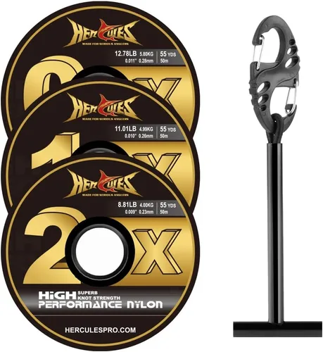 Miniatura 30 de HERCULES Tippet de pesca con mosca, paquete de 3 con soporte para volquetas, 55 yardas