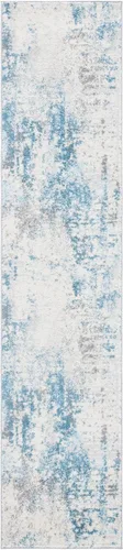 Miniatura 3 de SAFAVIEH Tulum Collection - Tapete de 2 x 9 pies, color marfil y azul, diseño abstracto moderno, no desprende pelusa y fácil de limpiar, ideal