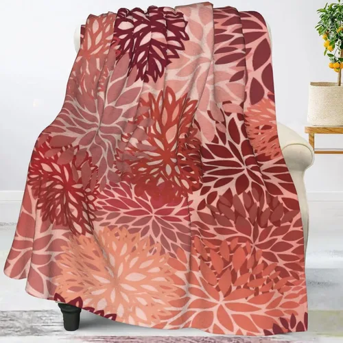 Miniatura 9 de Perinsto Manta floral de crisantemo rojo y rosa, ultra suave y cálida para todas las estaciones, manta decorativa de vellón para cama, silla