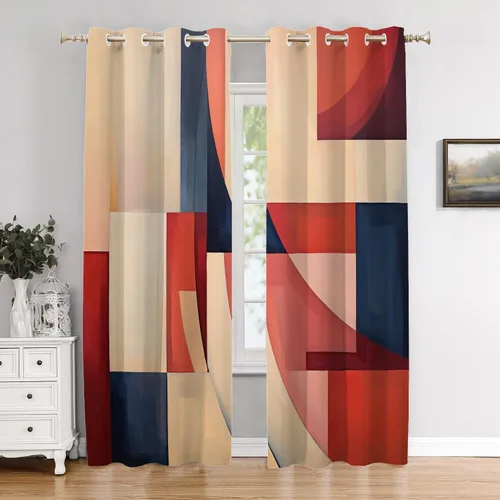 Miniatura 22 de Cortinas opacas de poliéster multicapa para cafetería, con diseño de diamantes, 2 unidades, 26 x 24 pulgadas
