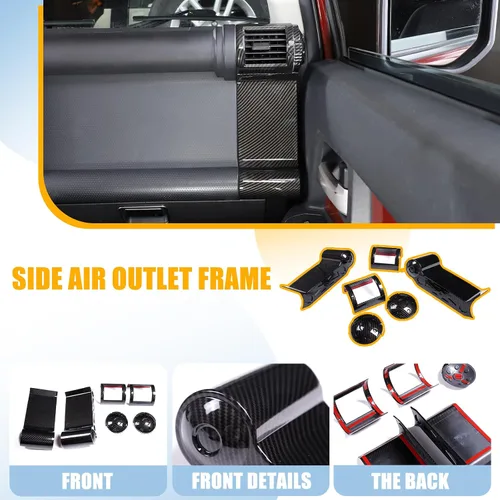 Miniatura 5 de Panel decorativo de marco de salida de aire lateral de tablero de automóvil ABS para Toyota FJ Cruiser (XJ10) 2007-2022, kit de ventilación de aire