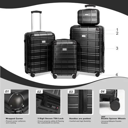 Miniatura 211 de Merax Equipaje, maleta extensible rígida con ruedas giratorias ligeras, Negro -, 40/48/52