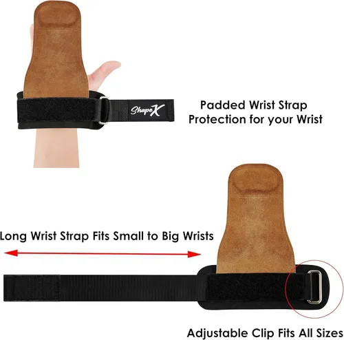 Miniatura 9 de ShapeX Agarre de mano para hombres y mujeres, correas de levantamiento de pesas para peso muerto, repuesto para Versa, Crossfit Grips - Correa