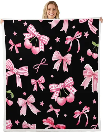 Miniatura 15 de Manfei Manta de vellón con diseño de mariposas florales en acuarela, manta acogedora para cama, sofá, decoración de habitación de niños, niñas