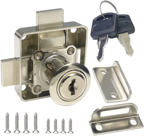 Miniatura 7 de Cerradura de puerta doble para gabinete Cerradura de cajón Cerradura de seguridad [con llave igual] Cerradura de puerta doble