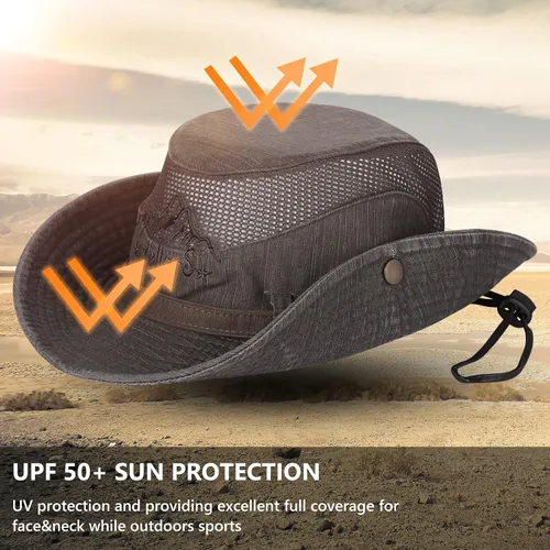 Miniatura 4 de Obling Sombrero de sol para hombres y mujeres, sombrero de pesca UPF 50 de ala ancha, sombrero de pescador Safari Boonie