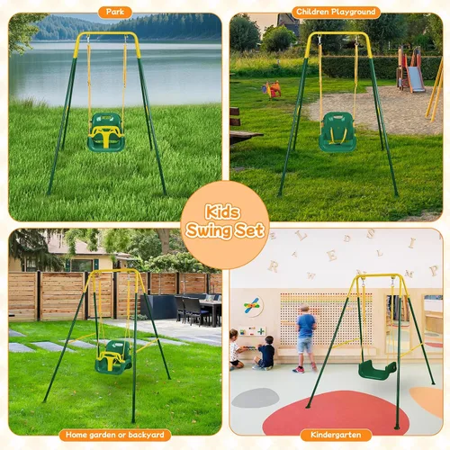 Miniatura 8 de Columpio 3 en 1 para niños pequeños, columpio plegable para bebés de interior y exterior, columpios multifuncionales para niños de 6 meses