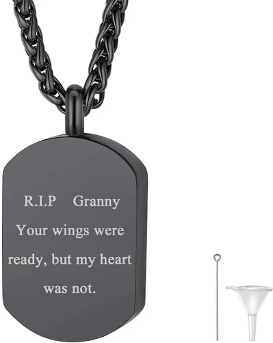 Miniatura 177 de FindChic Collares personalizados con urna para cenizas, barra vertical, gato, luna, reloj de arena, garra de perro, acero inoxidable, chapado en oro