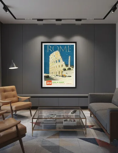 Miniatura 7 de Roma Italia – The Colisseum Flavian Anphitheatre – BEA (British European Airways) – Póster vintage de viaje de aerolínea por Hugh Casson 1955